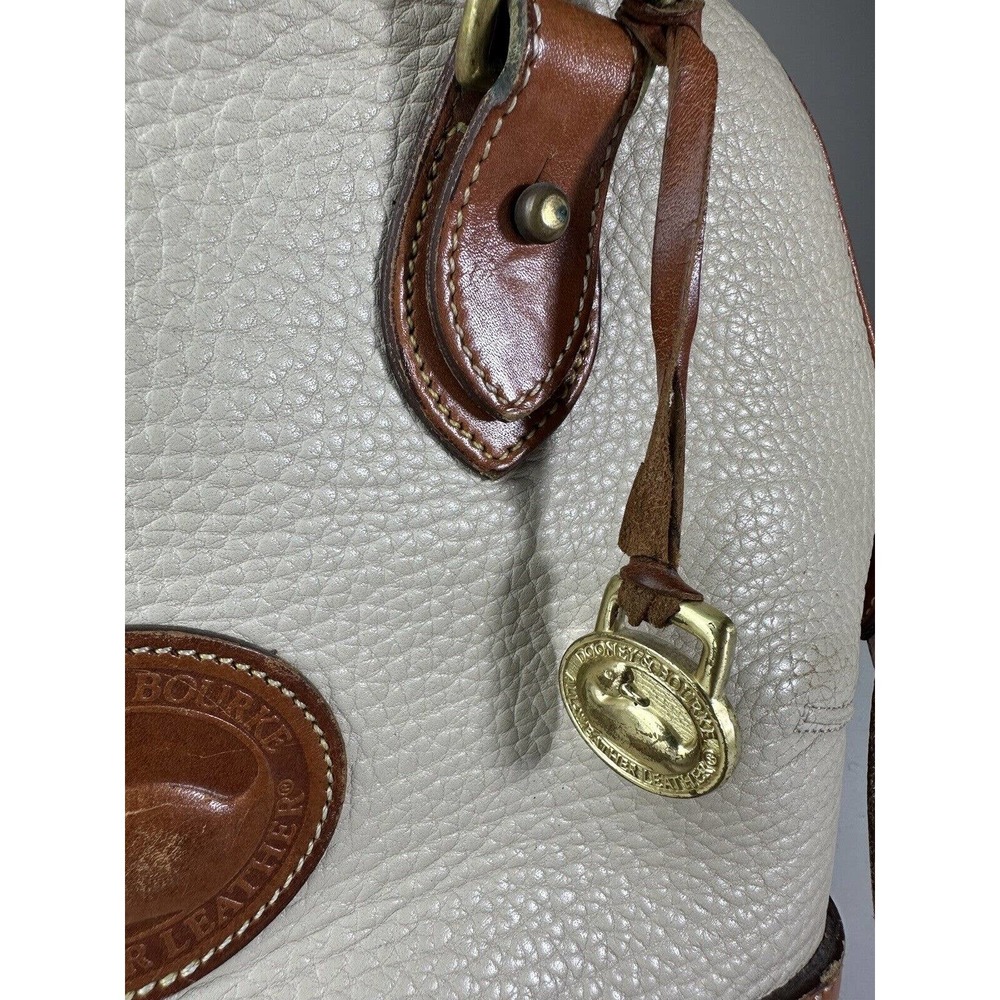 Dooney & Bourke Norfolk Domed Satchel Bag Taupe Tan Brown Purse Leather Handbag - Picture 4 of 16